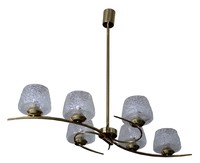 French 1950’s Brass Chandelier with Glass Shades